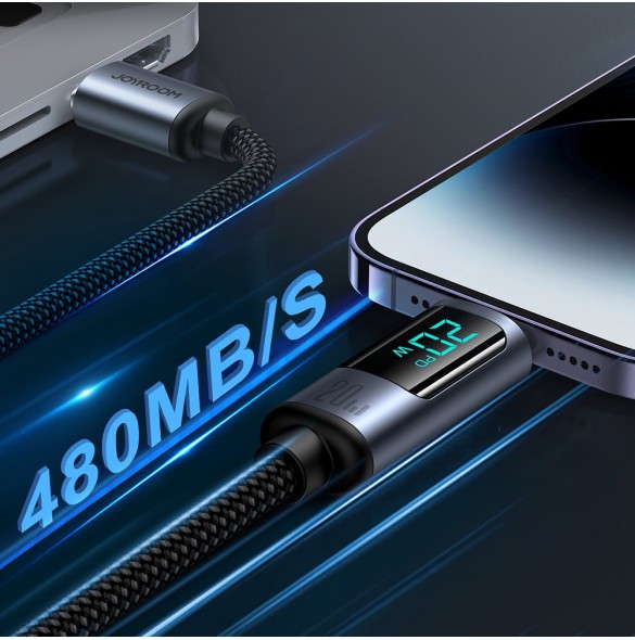 Lightning - USB C-kabel 20W 1,2m med LED-skärm Joyroom S-CL020A16 - svart