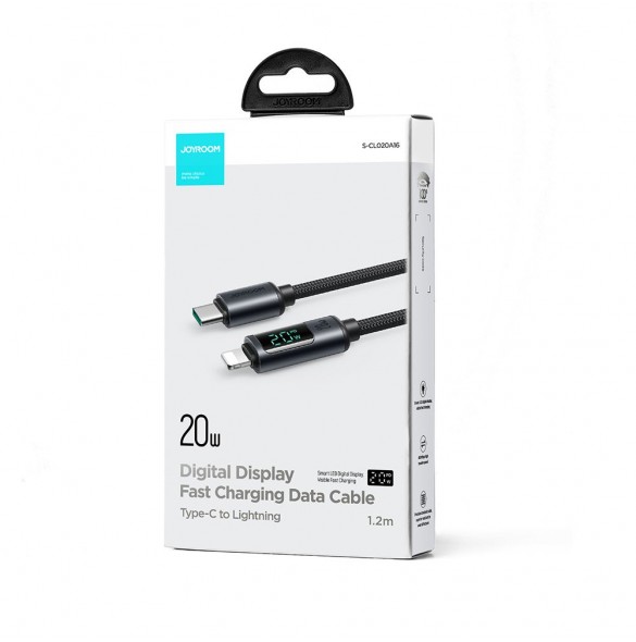 Lightning - USB C-kabel 20W 1,2m med LED-skärm Joyroom S-CL020A16 - svart