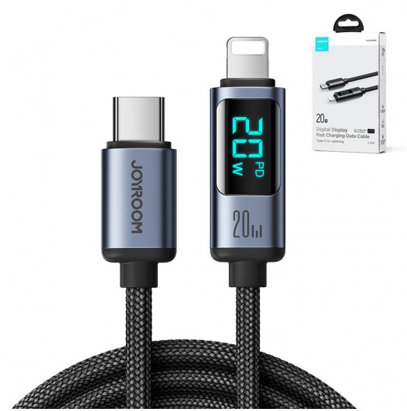Lightning - USB C-kabel 20W 1,2m med LED-skärm Joyroom S-CL020A16 - svart