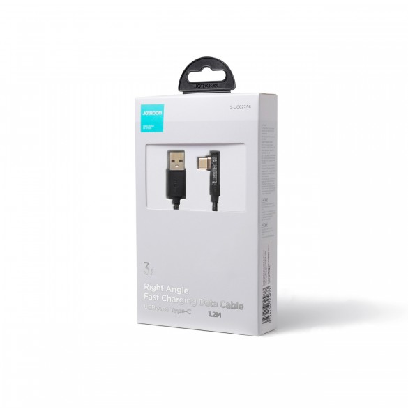 Joyroom USB C-kabel vinklad - USB för snabb laddning och dataöverföring 3A 1,2 m svart (S-UC027A6)