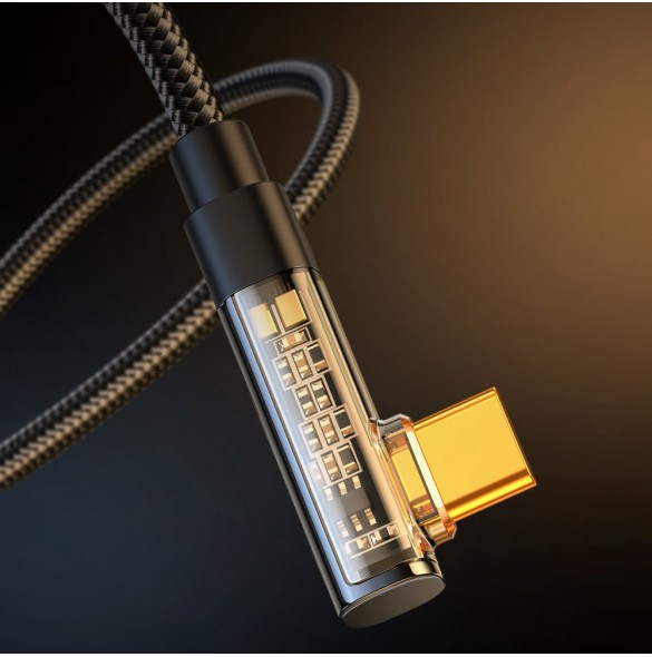 Joyroom USB C-kabel vinklad - USB för snabb laddning och dataöverföring 3A 1,2 m svart (S-UC027A6)