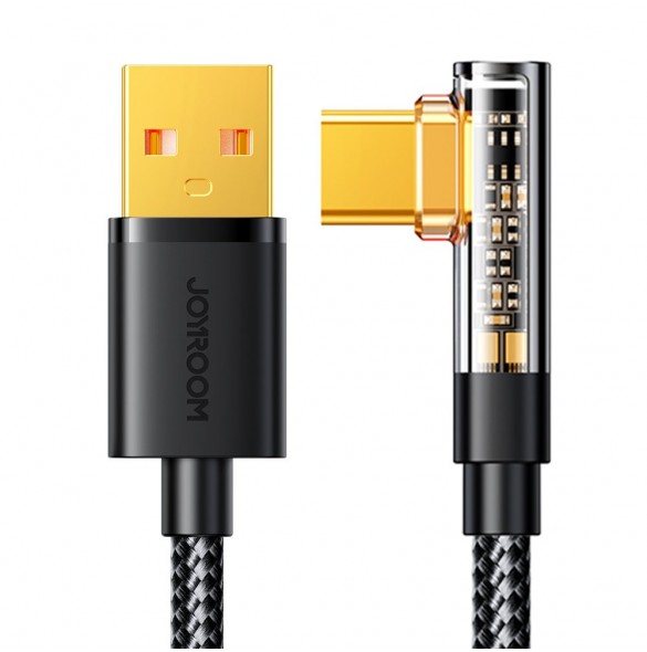 Joyroom USB C-kabel vinklad - USB för snabb laddning och dataöverföring 3A 1,2 m svart (S-UC027A6)