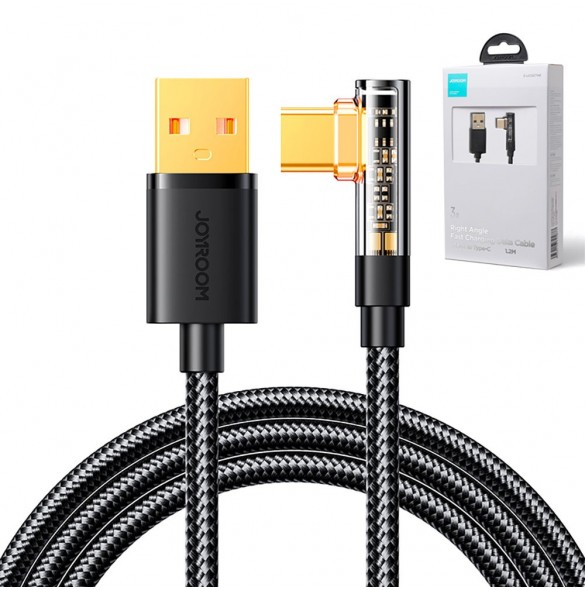 Joyroom USB C-kabel vinklad - USB för snabb laddning och dataöverföring 3A 1,2 m svart (S-UC027A6)