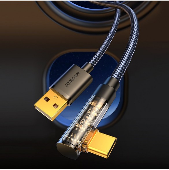 Joyroom USB C-kabel vinklad - USB för snabb laddning och dataöverföring 3A 1,2 m svart (S-UC027A6)