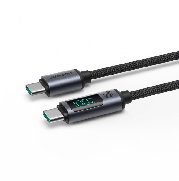 USB C - USB C-kabel 100W 1,2m med LED-display Joyroom S-CC100A16 - svart