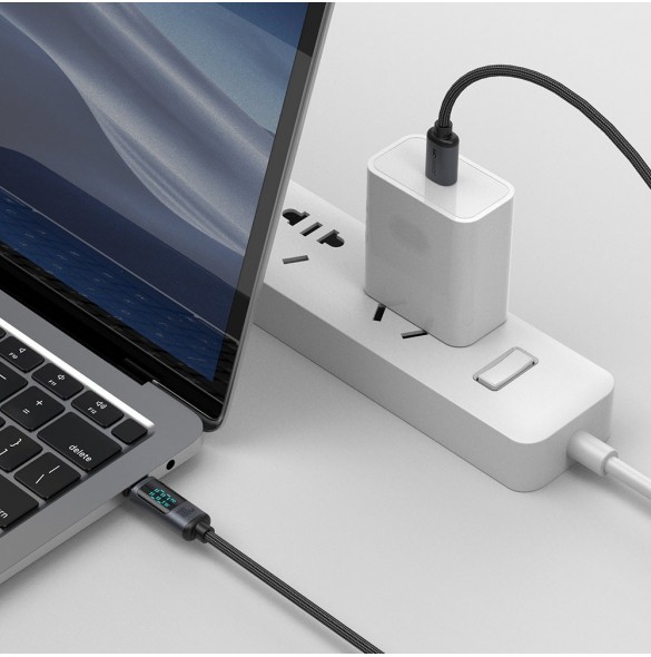 USB C - USB C-kabel 100W 1,2m med LED-display Joyroom S-CC100A16 - svart