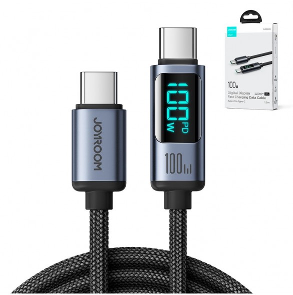 USB C - USB C-kabel 100W 1,2m med LED-display Joyroom S-CC100A16 - svart