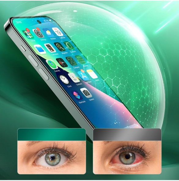 Joyroom Knight Green Glass för iPhone 14 Plus med helskärmsfilter mot blått ljus (JR-G03)