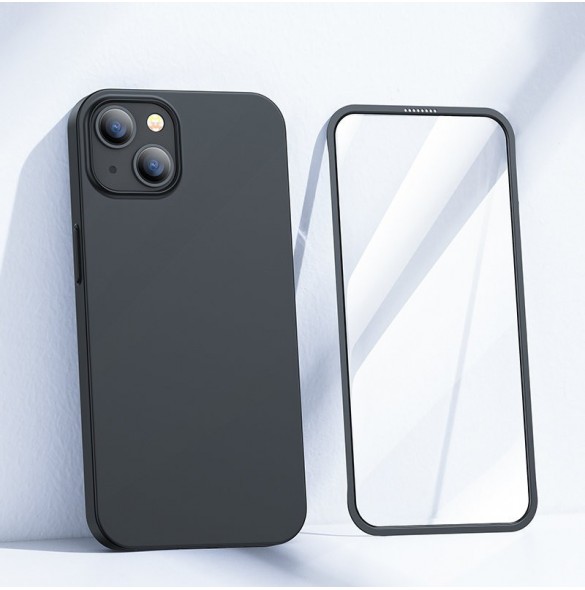 Joyroom 360 Full Case fram och bak skal för iPhone 13 + skärmskydd i härdat glas svart (JR-BP927 svart)