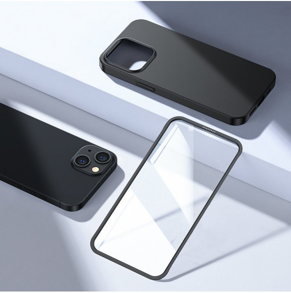 Joyroom 360 Full Case fram och bak skal för iPhone 13 + skärmskydd i härdat glas svart (JR-BP927 svart)