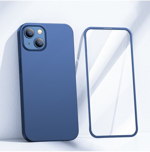 Joyroom 360 Full Case fram och bak skal för iPhone 13 + skärmskydd i härdat glas blå (JR-BP927 blå)