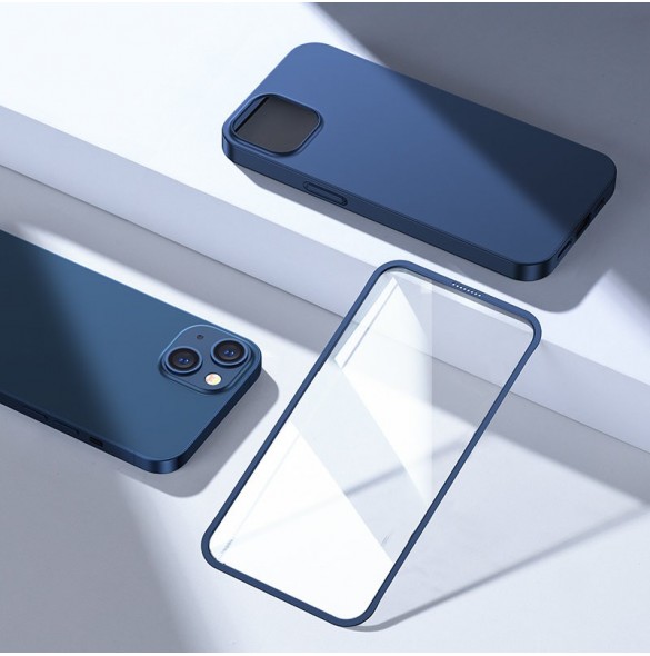 Joyroom 360 Full Case fram och bak skal för iPhone 13 + skärmskydd i härdat glas blå (JR-BP927 blå)