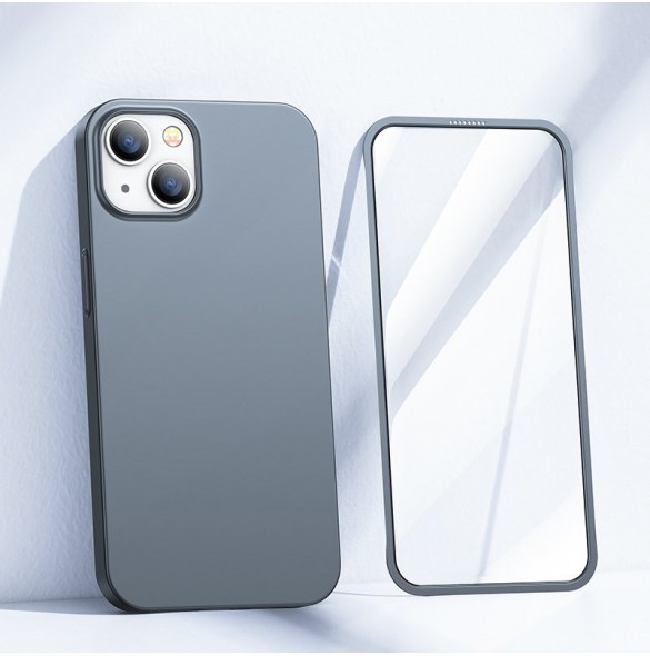 Joyroom 360 Full Case fram och bak skal för iPhone 13 + skärmskydd i härdat glas grå (JR-BP927 tranish)