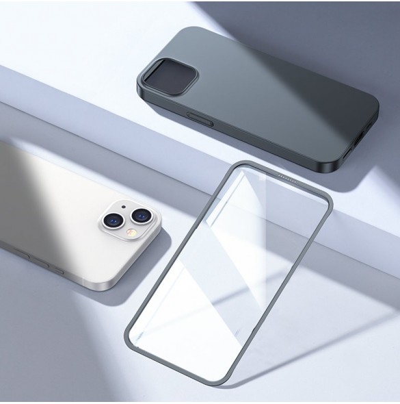 Joyroom 360 Full Case fram och bak skal för iPhone 13 + skärmskydd i härdat glas grå (JR-BP927 tranish)