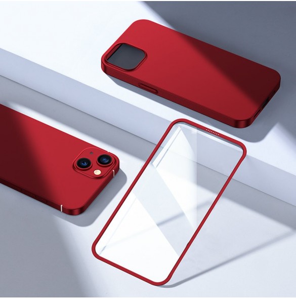 Joyroom 360 Full Case fram och bak skal för iPhone 13 + skärmskydd i härdat glas rött (JR-BP927 röd)