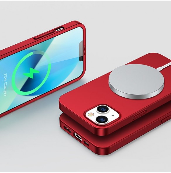 Joyroom 360 Full Case fram och bak skal för iPhone 13 + skärmskydd i härdat glas rött (JR-BP927 röd)