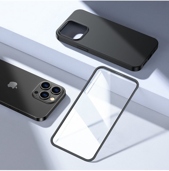 Joyroom 360 Full Case fram och bak skal till iPhone 13 Pro + skärmskydd i härdat glas svart (JR-BP935 svart)