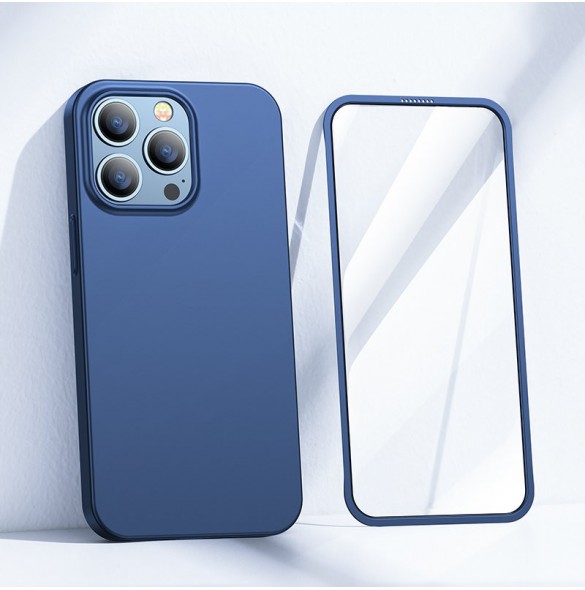 Joyroom 360 Helfodral fram och bak skal till iPhone 13 Pro + skärmskydd i härdat glas blå (JR-BP935 blå)