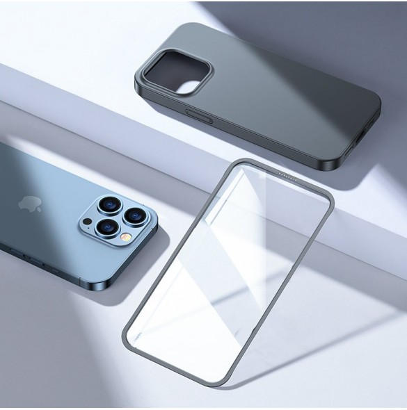 Joyroom 360 Full Case fram och bak skal till iPhone 13 Pro + skärmskydd i härdat glas grå (JR-BP935 tranish)