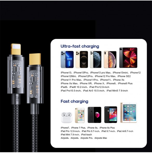 Joyroom-kabel USB Typ C - Lightning PD 20W 2m blå (S-CL020A20-blå)