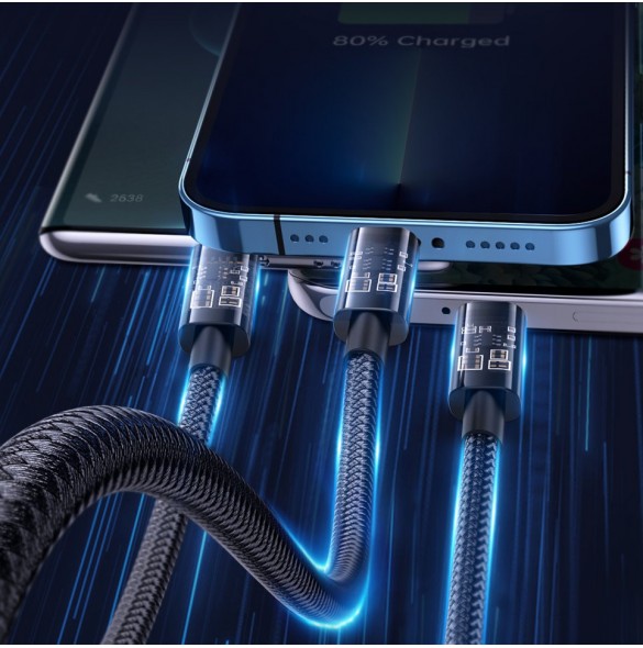 Joyroom 3in1 USB-kabel - USB Typ C / Lightning / micro USB 3,5 A 1,2 m svart (S-1T3015A5)