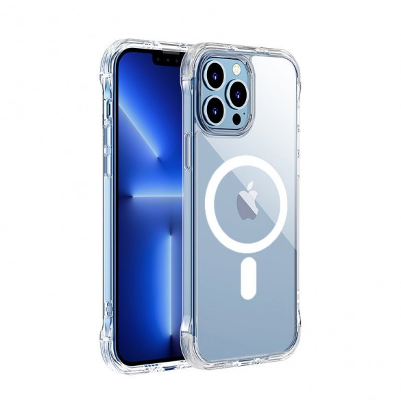 Joyroom Defender magnetiskt fodral för iPhone 13 Pro robust hölje med krokar kickstand transparent (MagSafe-kompatibel)