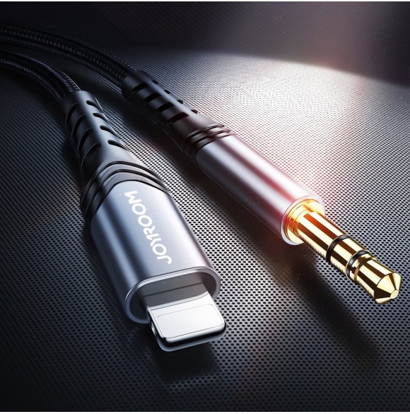 Joyroom AUX stereoljudkabel 3,5 mm minijack - Lightning för iPhone iPad 1 m svart (SY-A02)