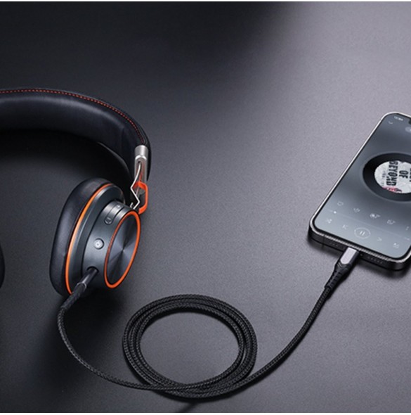 Joyroom AUX stereoljudkabel 3,5 mm minijack - Lightning för iPhone iPad 1 m svart (SY-A02)