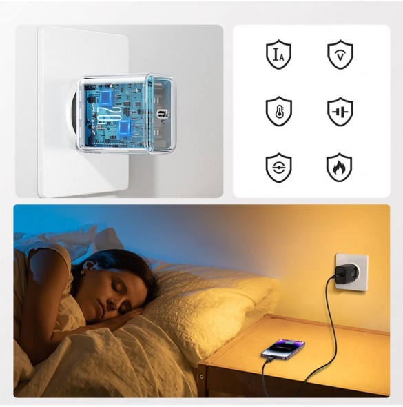 USB C-laddare 20W PD Joyroom JR-TCF06 med USB C-kabel - Lightning - svart