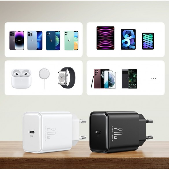 USB C-laddare 20W PD Joyroom JR-TCF06 med USB C-kabel - Lightning - svart