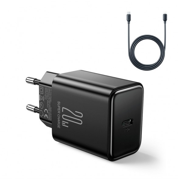 USB C-laddare 20W PD Joyroom JR-TCF06 med USB C-kabel - Lightning - svart