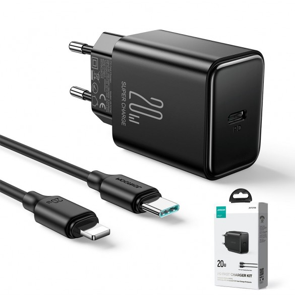 USB C-laddare 20W PD Joyroom JR-TCF06 med USB C-kabel - Lightning - svart