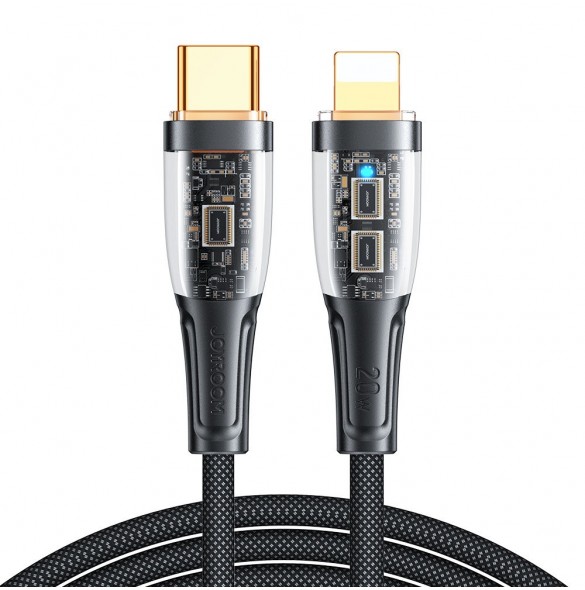 Joyroom snabbladdningskabel med smart switch USB-C - Lightning 20W 1,2m svart (S-CL020A3)
