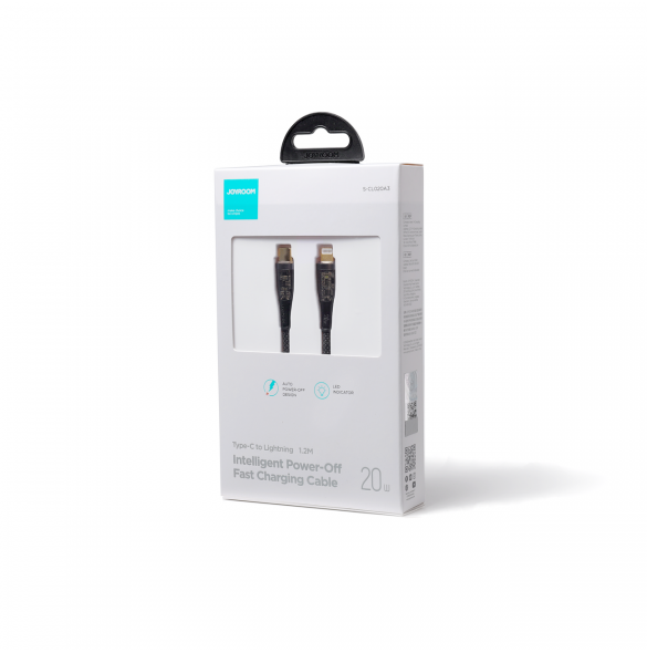 Joyroom snabbladdningskabel med smart switch USB-C - Lightning 20W 1,2m svart (S-CL020A3)
