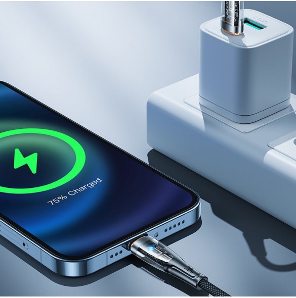 Joyroom snabbladdningskabel med smart switch USB-C - Lightning 20W 1,2m svart (S-CL020A3)