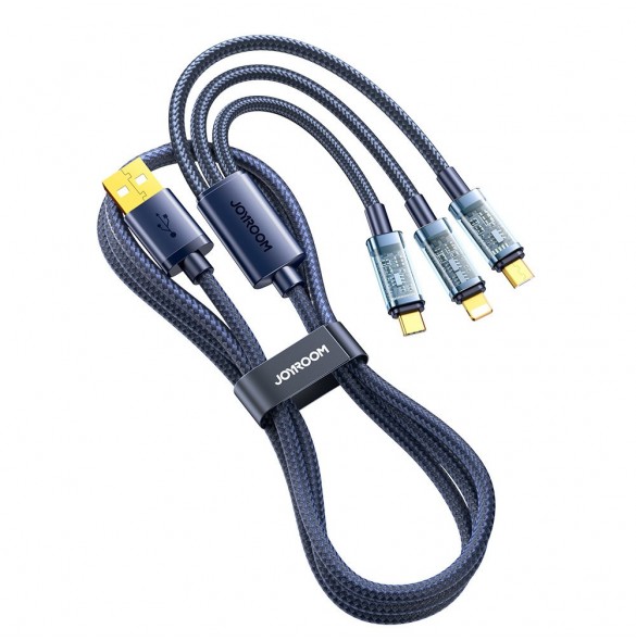 Joyroom 3in1 USB-kabel - USB Typ C / Lightning / micro USB 3,5 A 1,2 m blå (S-1T3015A5)