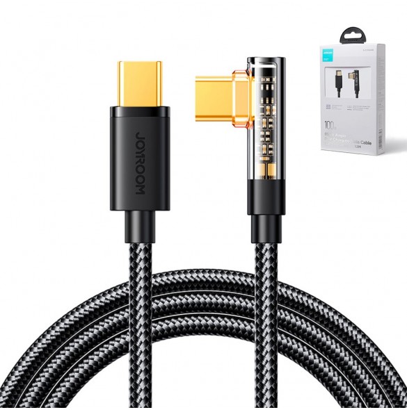 Joyroom USB C-kabel vinklad - USB C för snabb laddning och dataöverföring 100W 1,2 m svart (S-CC100A6)