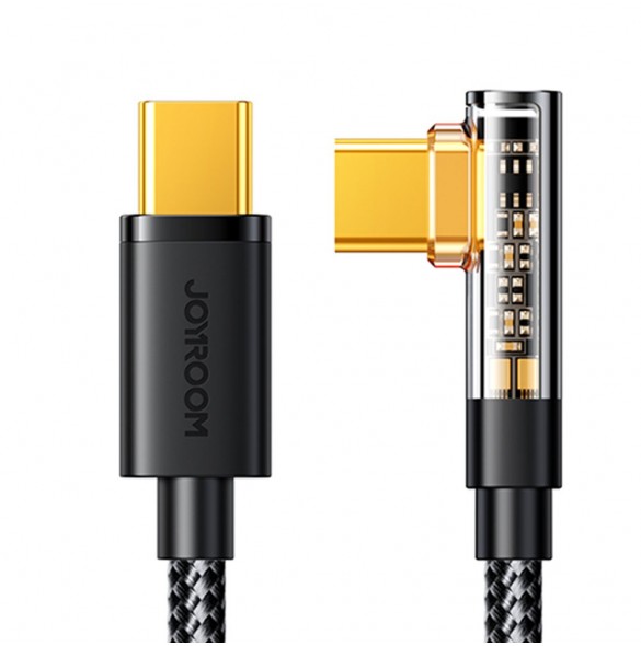 Joyroom USB C-kabel vinklad - USB C för snabb laddning och dataöverföring 100W 1,2 m svart (S-CC100A6)