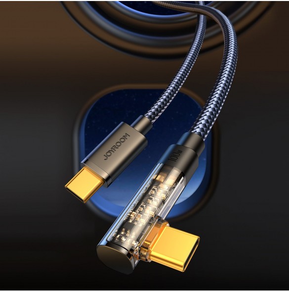 Joyroom USB C-kabel vinklad - USB C för snabb laddning och dataöverföring 100W 1,2 m svart (S-CC100A6)