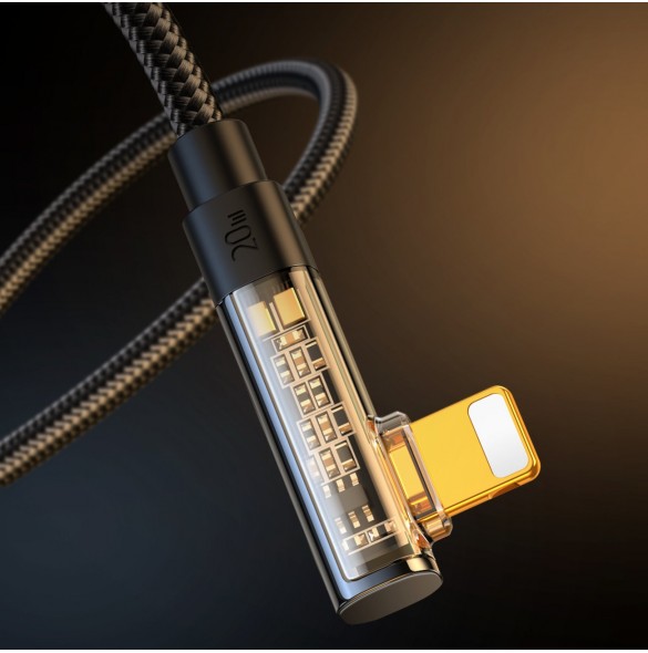 Joyroom Angled Lightning-kabel - USB C för snabb laddning och dataöverföring 20W 1,2 m svart (S-CL020A6)