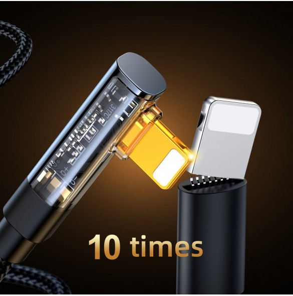 Joyroom Angled Lightning-kabel - USB C för snabb laddning och dataöverföring 20W 1,2 m svart (S-CL020A6)