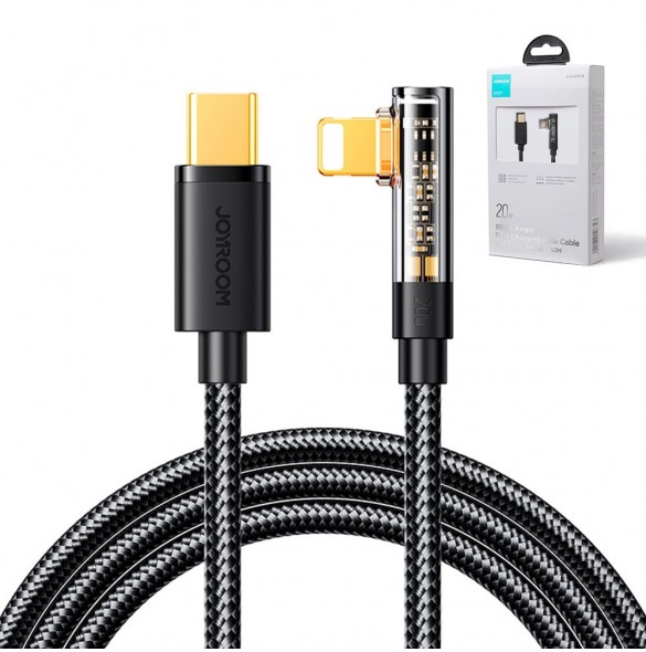 Joyroom Angled Lightning-kabel - USB C för snabb laddning och dataöverföring 20W 1,2 m svart (S-CL020A6)