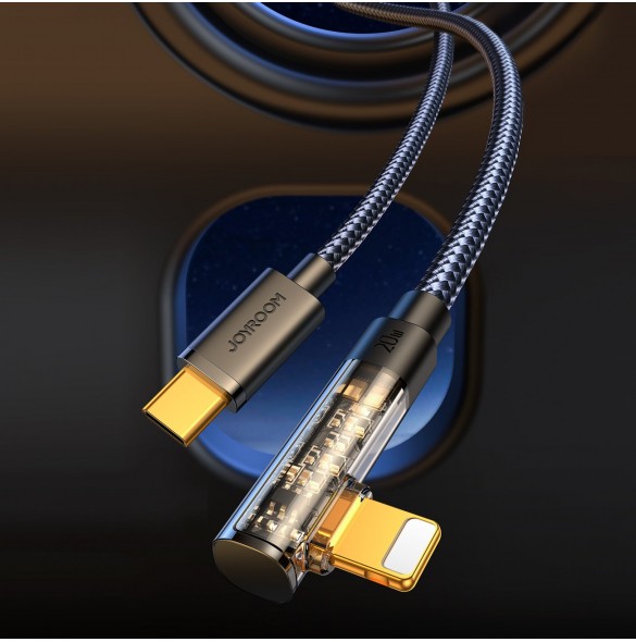 Joyroom Angled Lightning-kabel - USB C för snabb laddning och dataöverföring 20W 1,2 m svart (S-CL020A6)