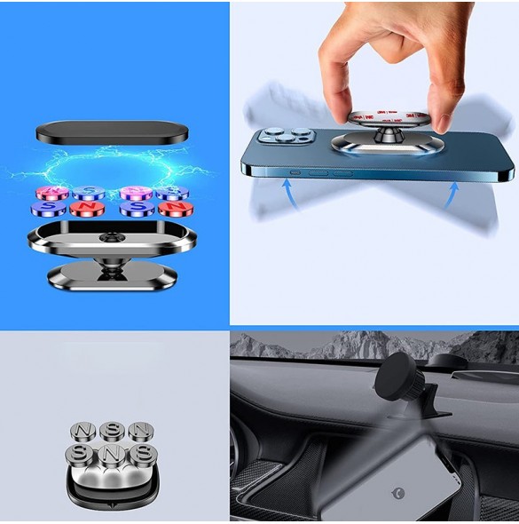 Joyroom självhäftande magnetisk instrumentbräda för bilar Silver (JR-ZS227)