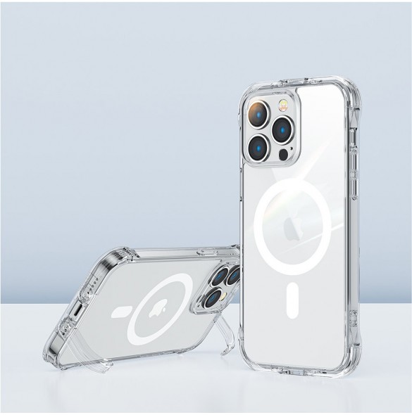 Joyroom Magnetic Defender Magnetic Case för iPhone 14 Pro Armored Case med krokar Stativ Klar (MagSafe-kompatibel)
