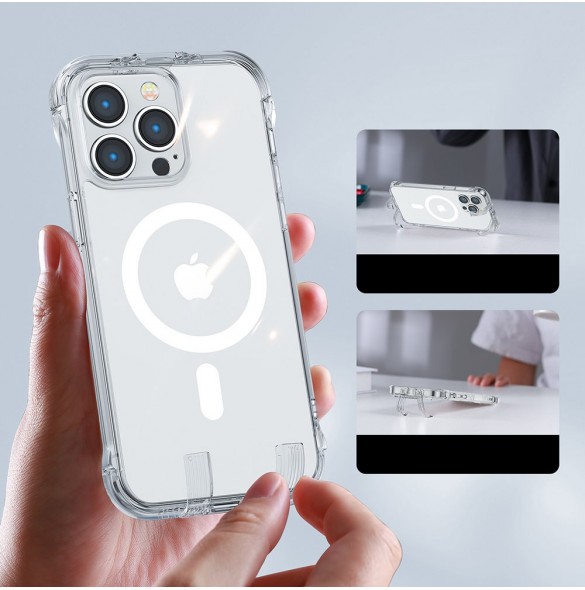 Joyroom Magnetic Defender Magnetic Case för iPhone 14 Pro Armored Case med krokar Stativ Klar (MagSafe-kompatibel)