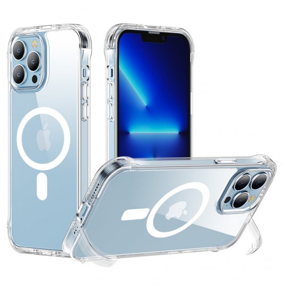 Joyroom Magnetic Defender Magnetic Case för iPhone 14 Pro Armored Case med krokar Stativ Klar (MagSafe-kompatibel)