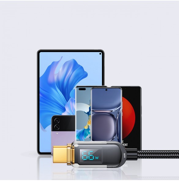 Joyroom USB-kabel - USB C 66W för snabbladdning och dataöverföring 1,2 m svart (S-AC066A4)