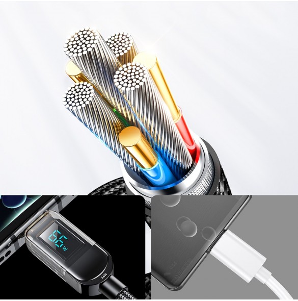 Joyroom USB-kabel - USB C 66W för snabbladdning och dataöverföring 1,2 m svart (S-AC066A4)