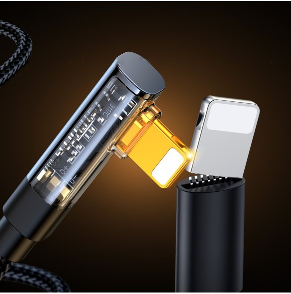 Joyroom Angled Lightning - USB-kabel för snabb laddning och dataöverföring 2,4A 1,2 m svart (S-UL012A6)